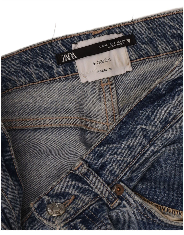 Blugi drepți cu talie mare pentru femei Zara EU 40 Medium W30 L27 Albastru