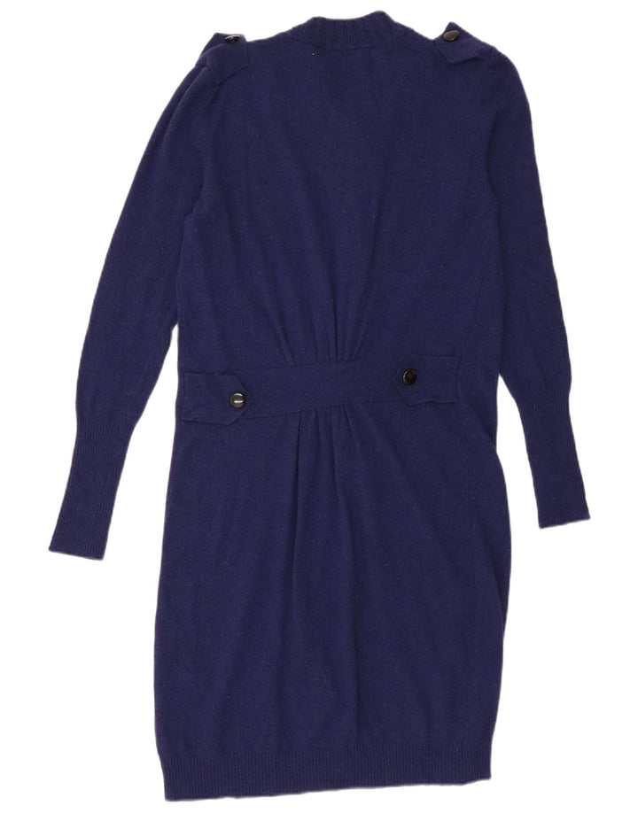 Pulover Cardigan Vintage pentru Femei cu Paragate IT 44 Mediu Lână Bleumarin