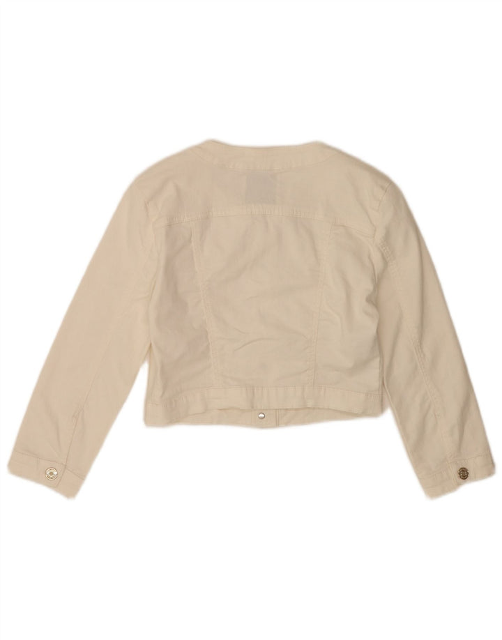 Jachetă vintage de denim cu mâneci 3/4 pentru femei IT 40, bumbac alb mic