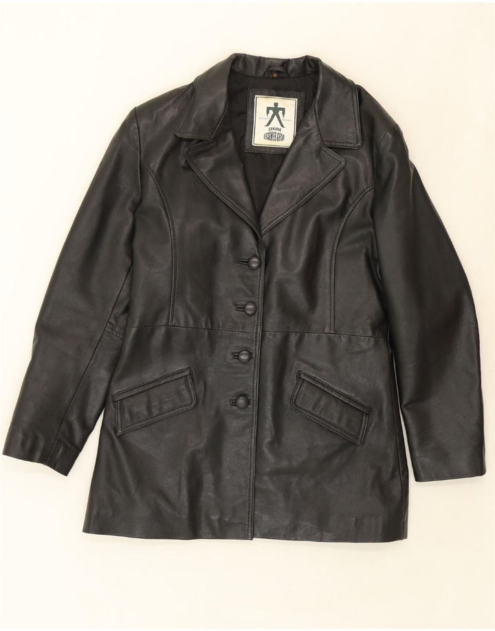 VINTAGE Womens Leather Coat UK 18 XL  Black Leather Vintage Vintage and Second-Hand Vintage from Messina Hembry 
