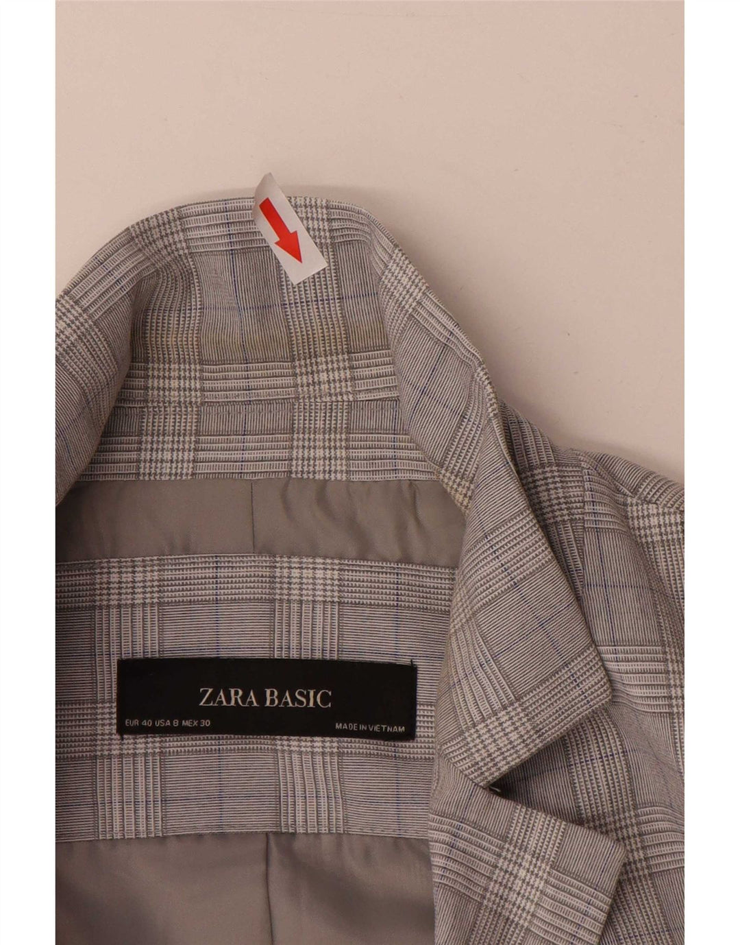 Blazer pentru femei Zara cu 1 nasture EU 40 Gri Mediu Picior de Puie