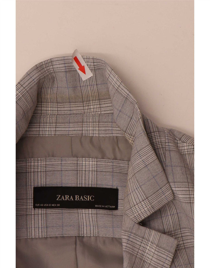 Blazer pentru femei Zara cu 1 nasture EU 40 Gri Mediu Picior de Puie
