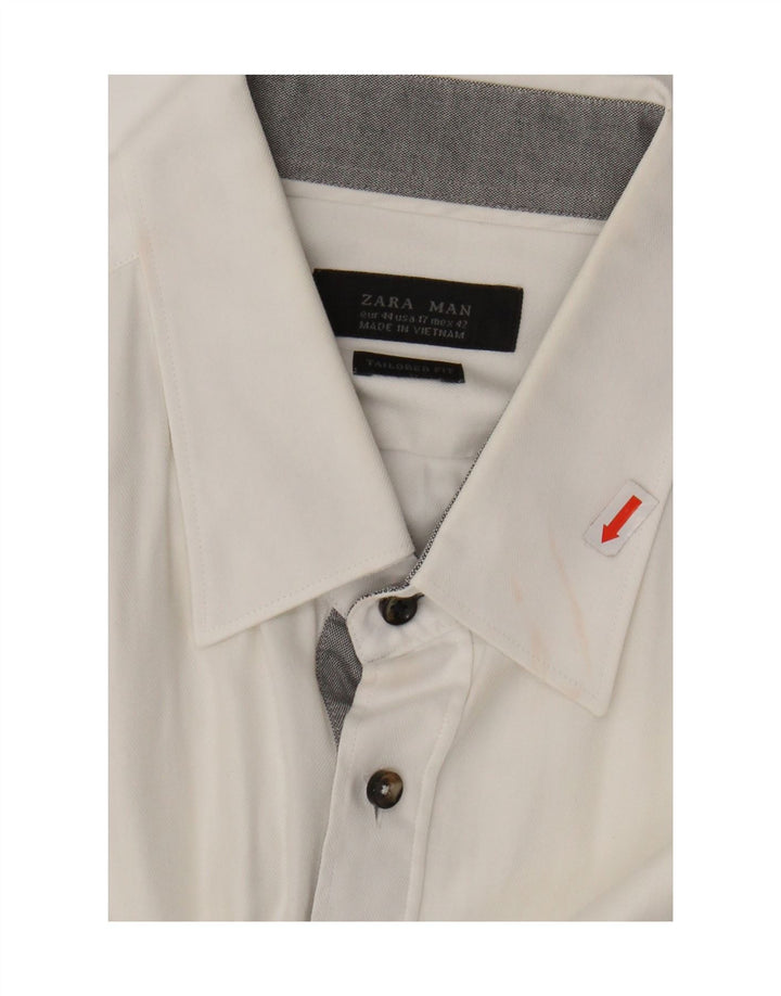 ZARA Mens Tailored Fit Shirt EU 44 XL White Cotton Vintage Zara and Second-Hand Zara from Messina Hembry 