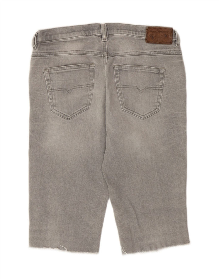Pantaloni scurți din denim învechit pentru femei Diesel Belthy W27, bumbac gri mic