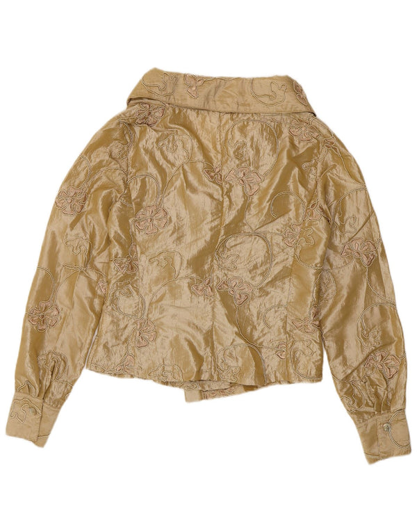 Bluză pentru femei Naracamicie Crop Shirt UK 12 Medium Bej Poliester Floral