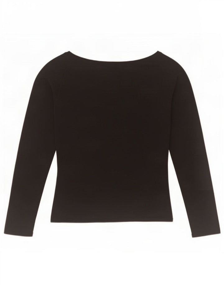 Crop Top pentru femei Zara cu mânecă lungă UK 12 Medium Black Rayon