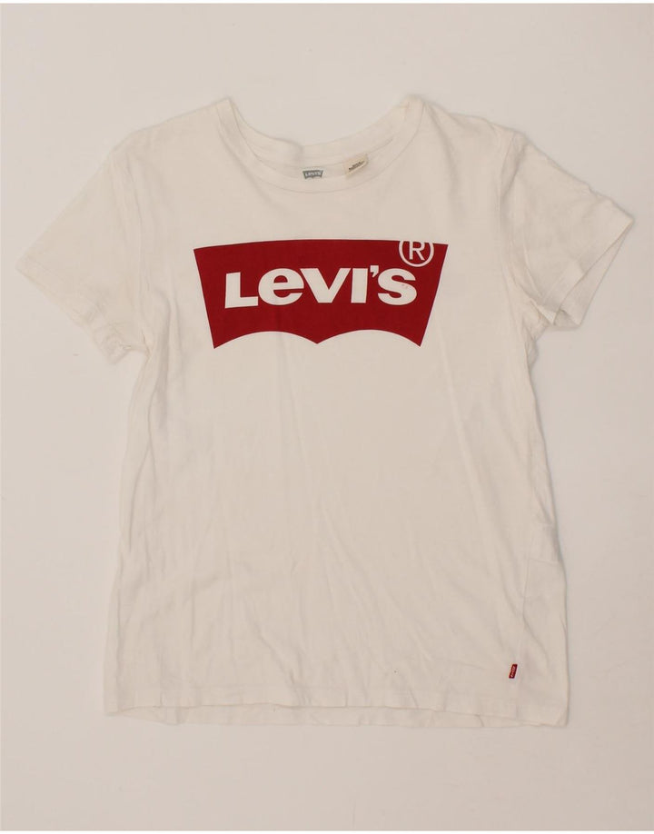 LEVI'S Womens Graphic T-Shirt Top UK 10 Small White Vintage Levi's and Second-Hand Levi's from Messina Hembry 