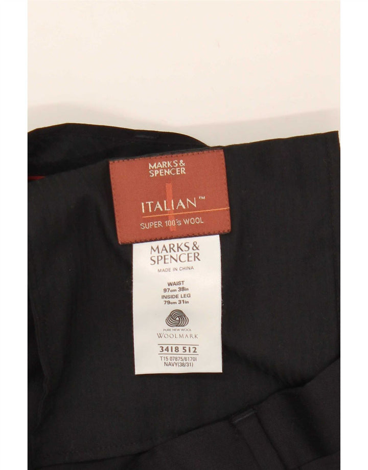 Pantaloni de costum pentru bărbați Marks & Spencer L38 L31 Poliester negru
