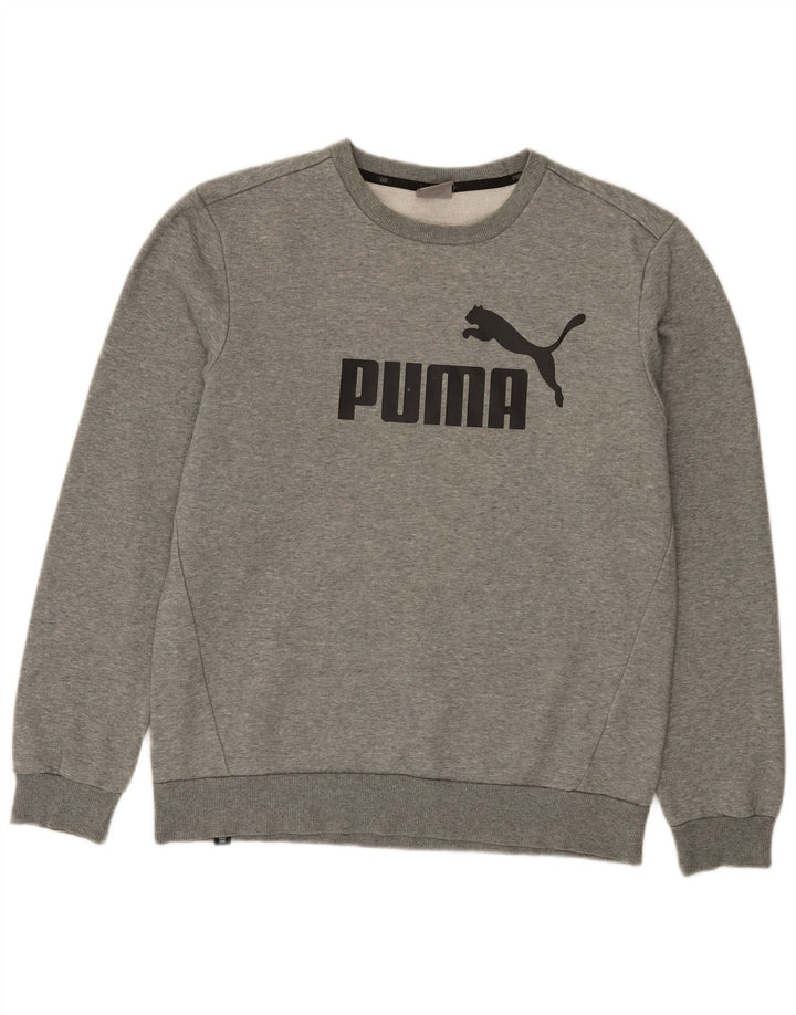 Pulover grafic pentru bărbați Puma, bumbac cu pete, gri mediu