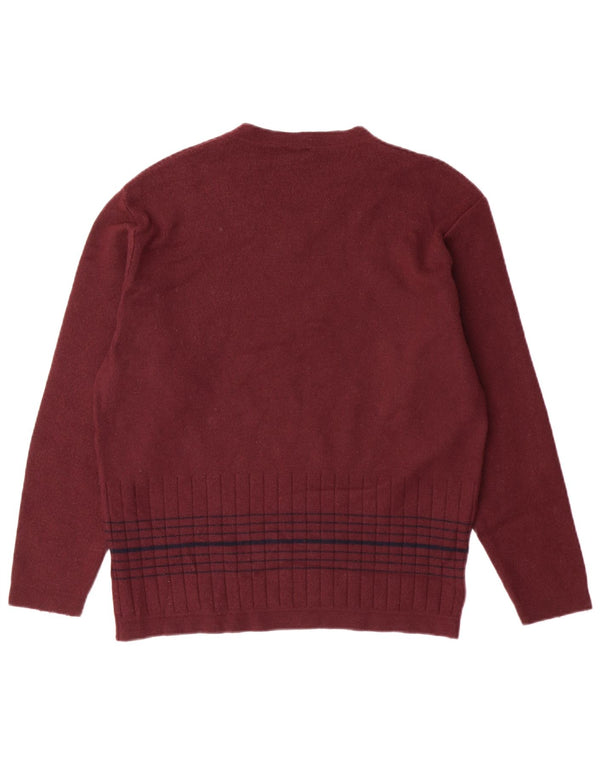 Pulover pentru femei Trussardi Jeans cu decolteu în V UK 16 mare maro cu dungi