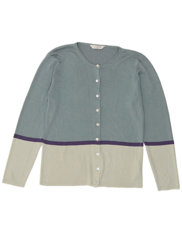 Pulover cardigan pentru femei Marks & Spencer UK 16, mare, albastru, bloc de culoare, mătase