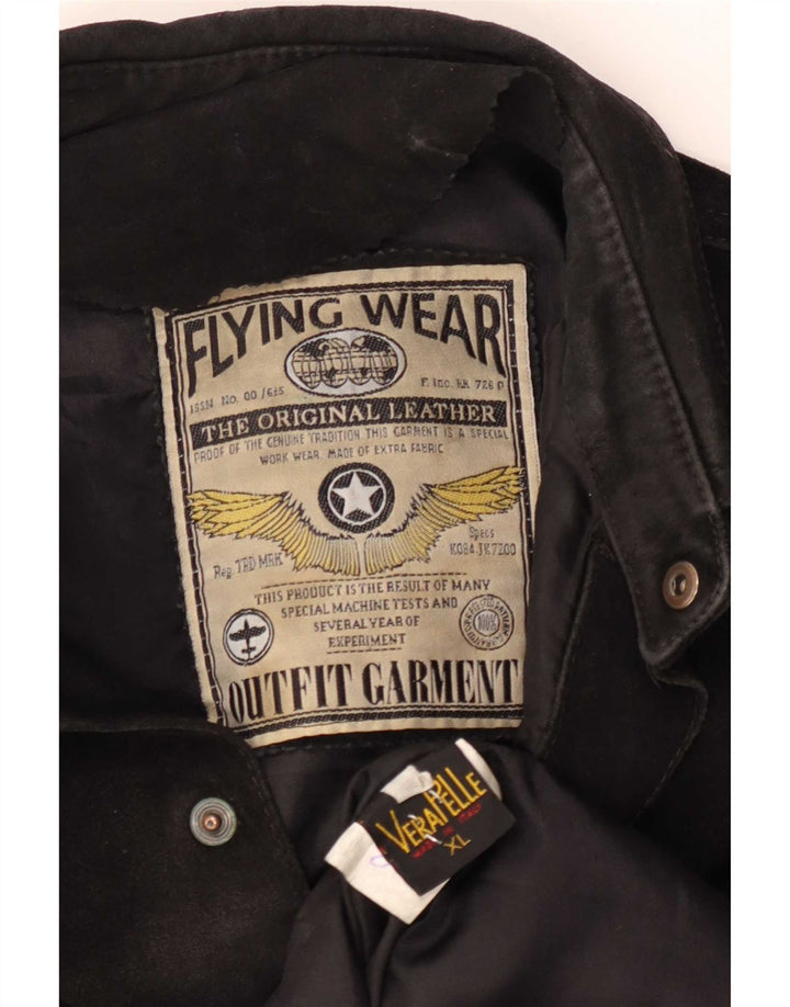 Flying Wear Cămașă de piele intoarsă pentru bărbați XL din piele neagră