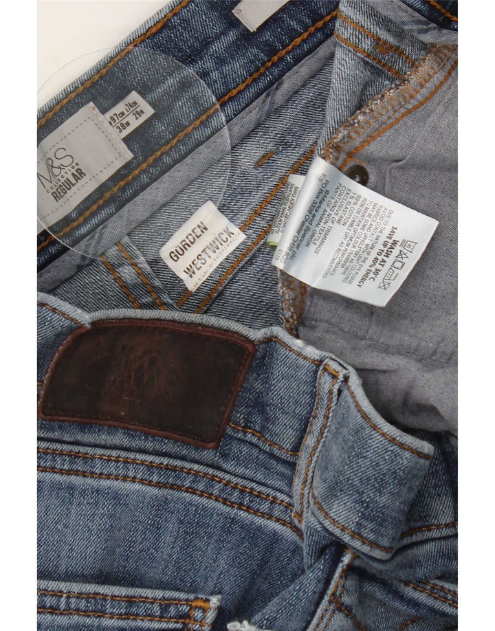 Blugi tăiați obișnuiți pentru bărbați Marks & Spencer W38 L25 Bumbac albastru