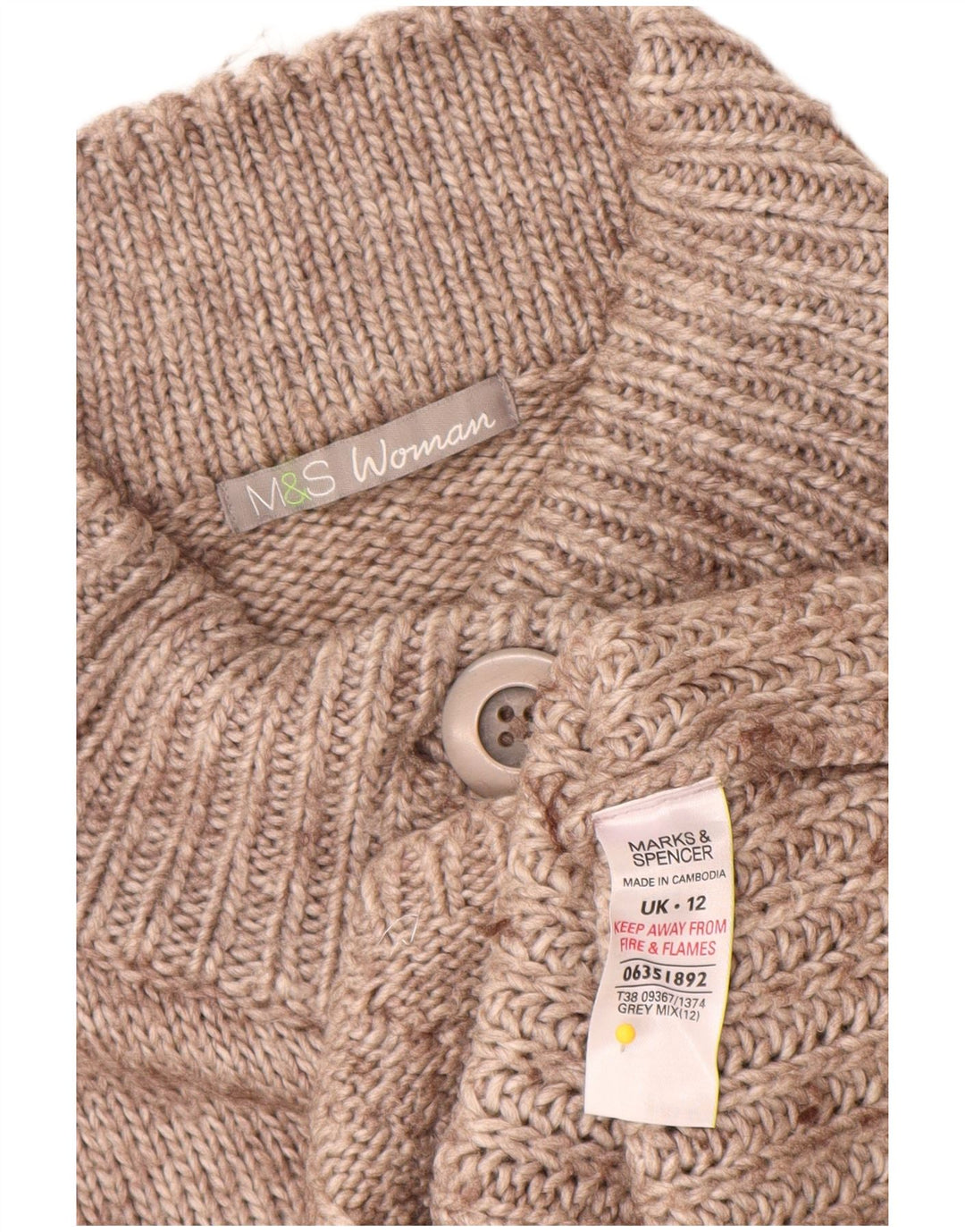 Pulover cardigan pentru femei Marks & Spencer UK 12, gri mediu cu pete acrilic