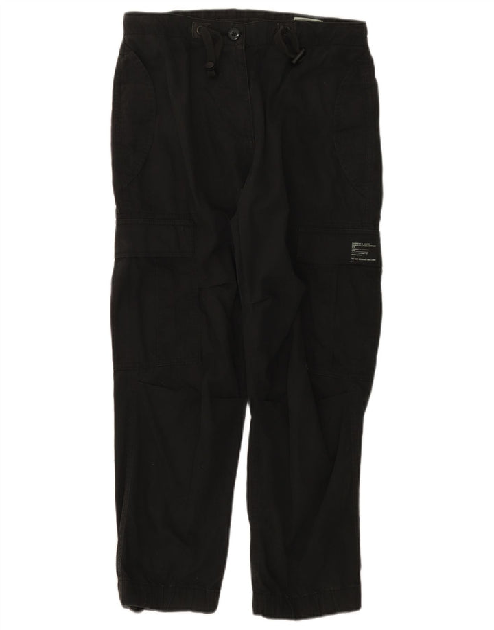 Pantaloni cargo drepti pentru femei Superdry W26 L25 bumbac negru