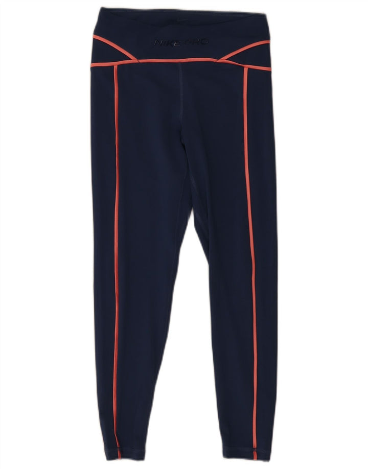 Leggings cu grafică Nike Dri Fit pentru femei UK 8 Mici, poliester bleumarin