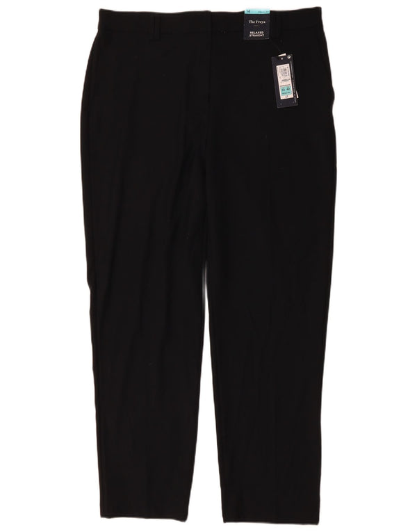 MARKS & SPENCER Womens Relaxed Chino Trousers UK 14 Large W36 L30 Black