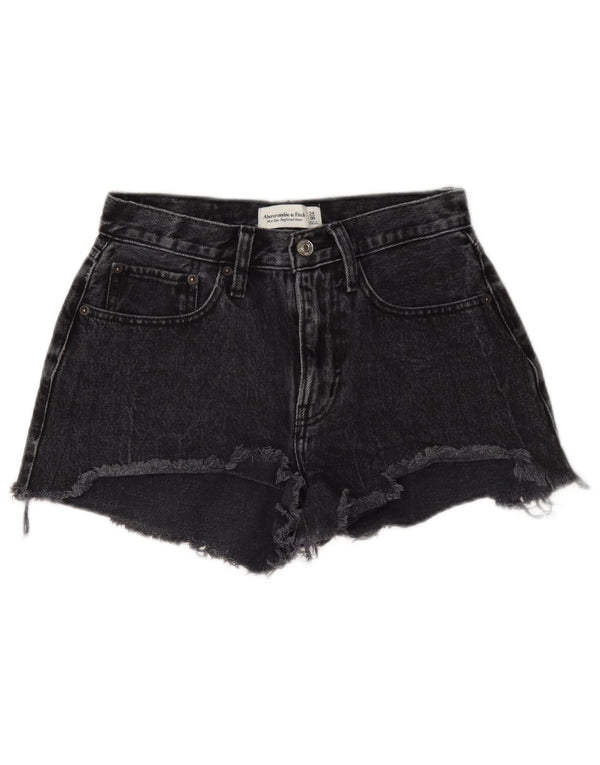 Abercrombie & Fitch Womens Curve Mid Rise Denim Shorts US 00 2XS W24 Black