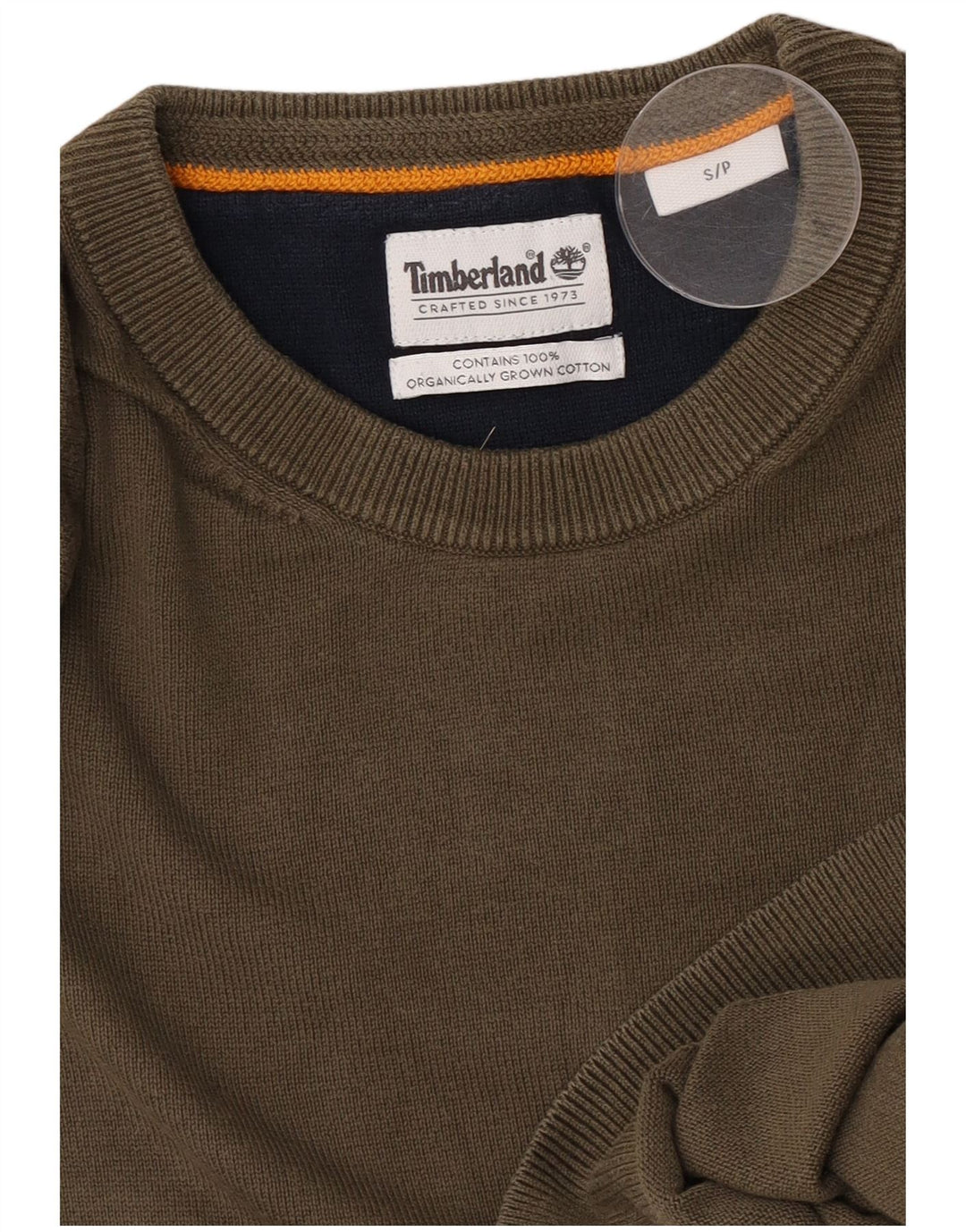 Pulover pentru bărbați Timberland cu gât crew, bumbac mic kaki