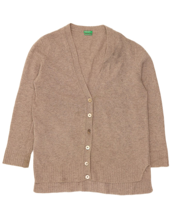 Pulover cardigan pentru femei Benetton UK 14 Medium Beige Lână