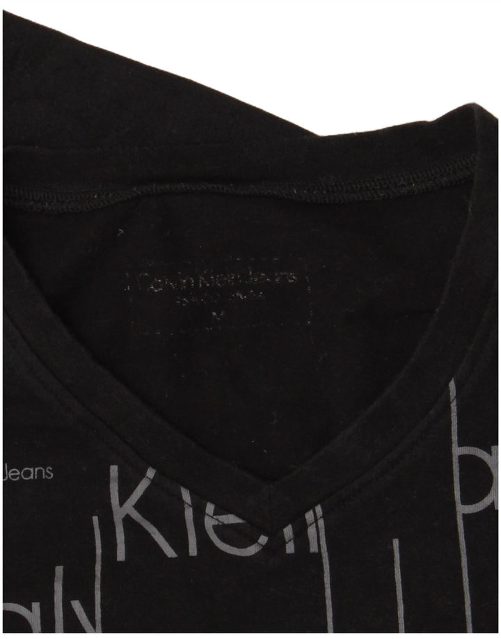 Calvin Klein Jeans Top grafic pentru femei cu mânecă lungă UK 12 Medium Black