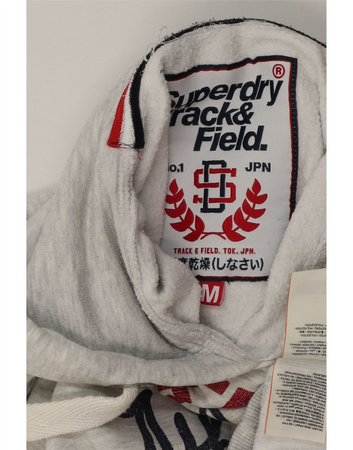 Pulover Superdry pentru damă, cu grafică, UK 12, bumbac cu pete, gri mediu