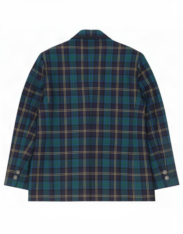 Sacou Dominew pentru femei cu 3 nasturi IT 50 XL Lână virgină cu carouri verde
