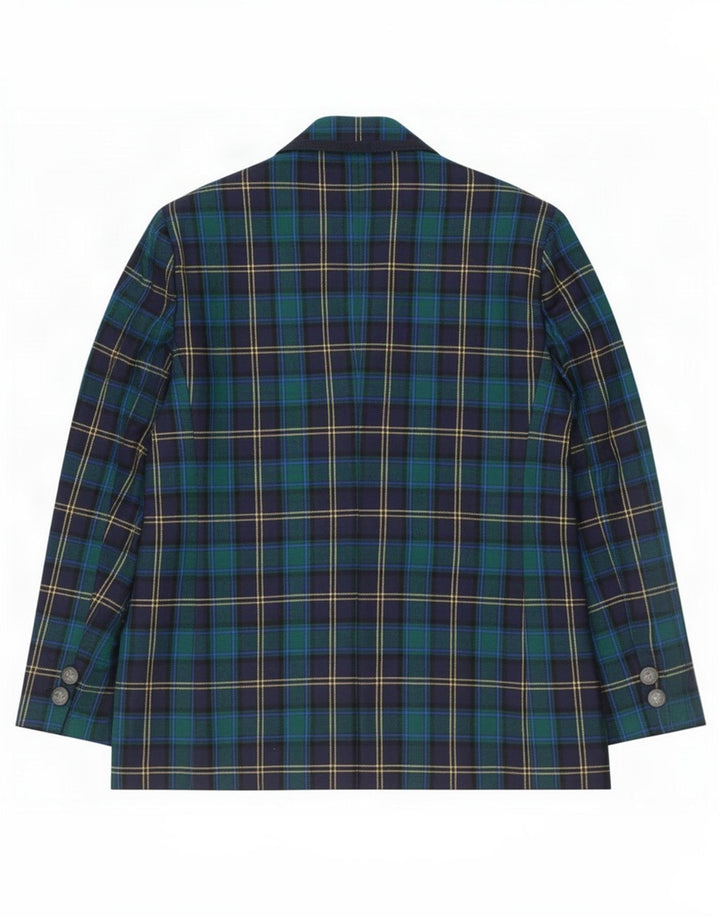 Sacou Dominew pentru femei cu 3 nasturi IT 50 XL Lână virgină cu carouri verde
