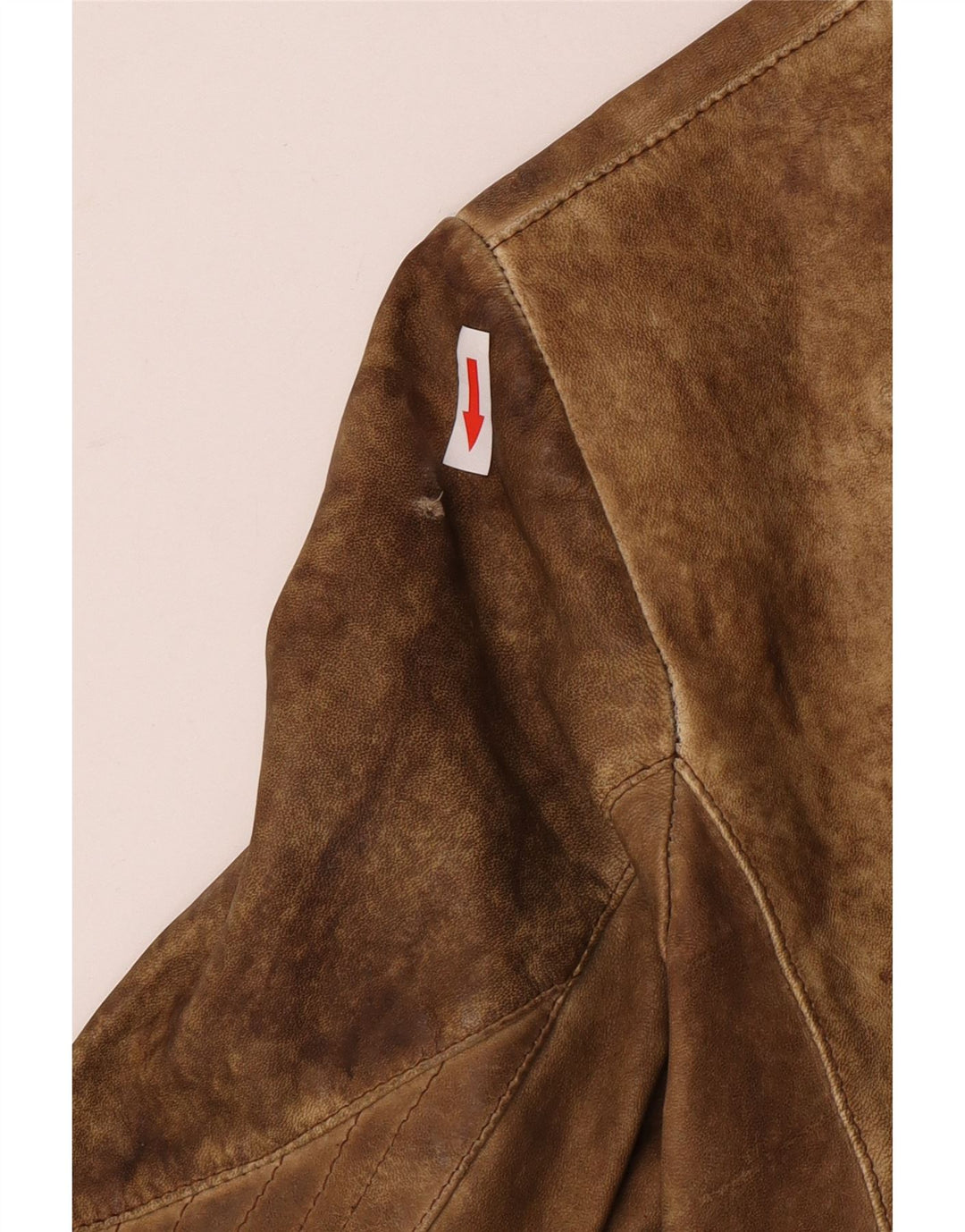Jachetă de piele vintage pentru femei UK 10 Mic din piele bej