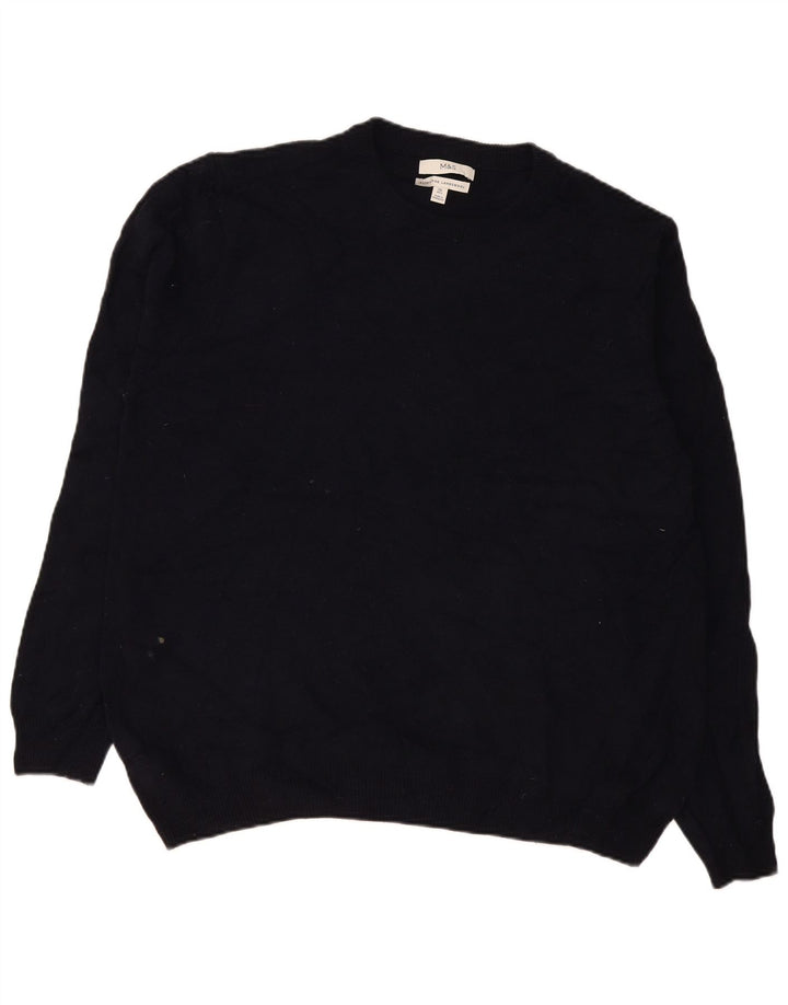 Pulover pentru bărbați Marks & Spencer, cu gât crew, 2XL, lână de miel bleumarin