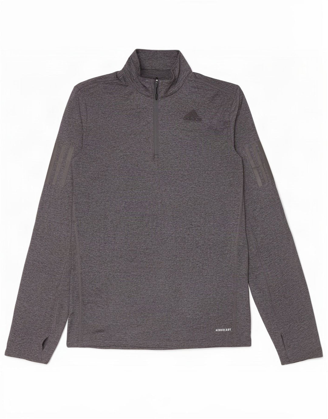 Adidas Aeroready pentru bărbați, cu fermoar, cu gât, cu mânecă lungă, din poliester mic gri