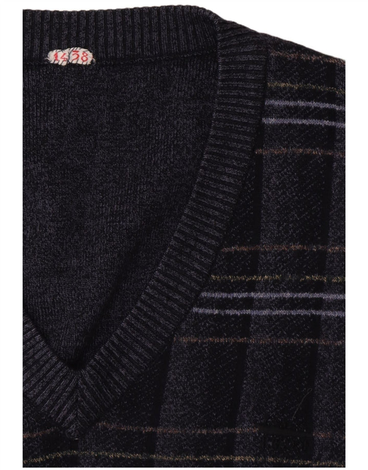 VINTAGE Vestă pentru bărbați Tank Top mare bleumarin geometric