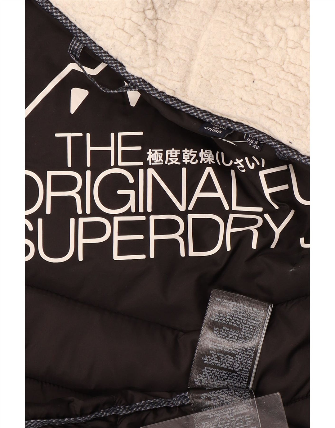 SUPERDRY Palton căptușit cu glugă pentru femei UK 12 Poliester mediu albastru bleumarin