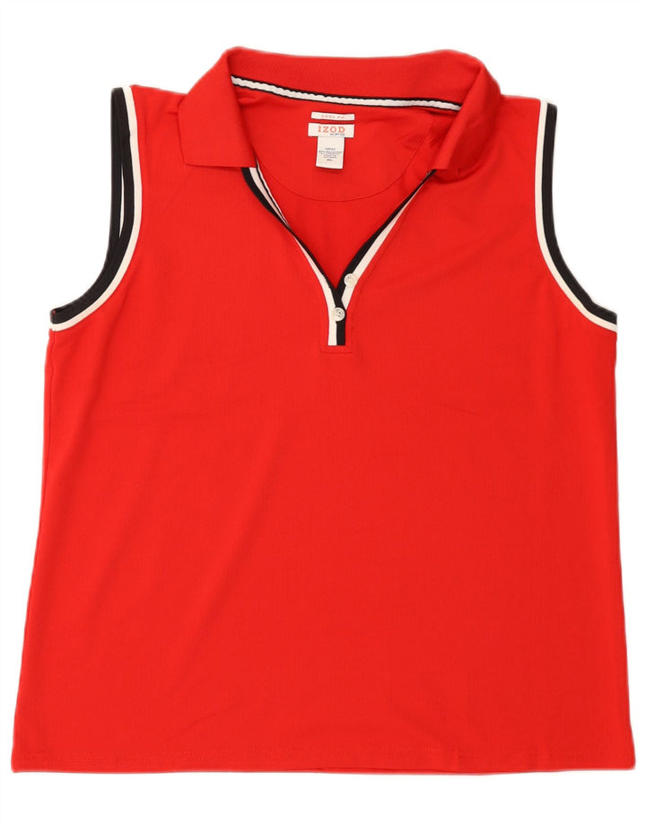 IZOD Tricou polo fără mâneci pentru femei UK 18 XL Poliester roșu