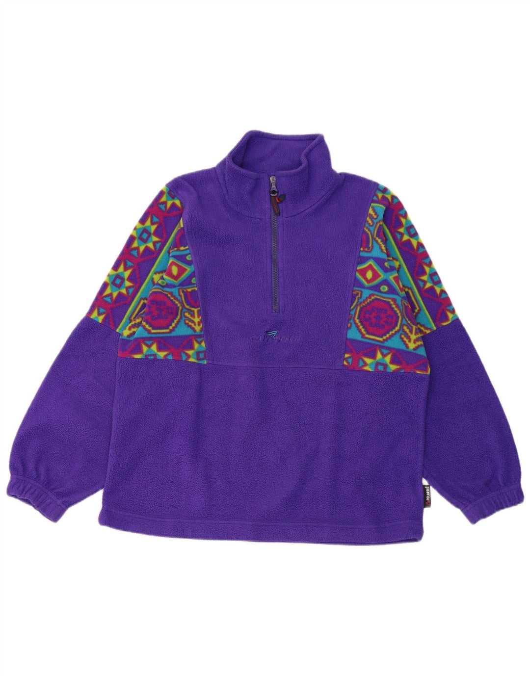 Pulover din lână pentru bărbați Cape Horn, cu fermoar și gât, violet mediu geometric