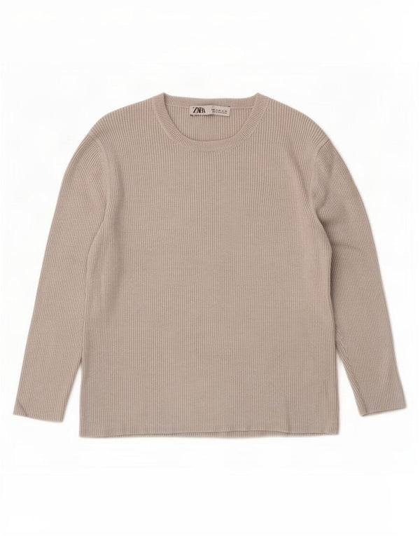 Top femeie Zara cu mânecă lungă UK 18 XL gri viscoză