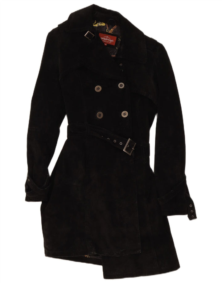 MONTGOMERY Palton dublu din piele intoarsa pentru femei IT 40 Mic din piele neagra