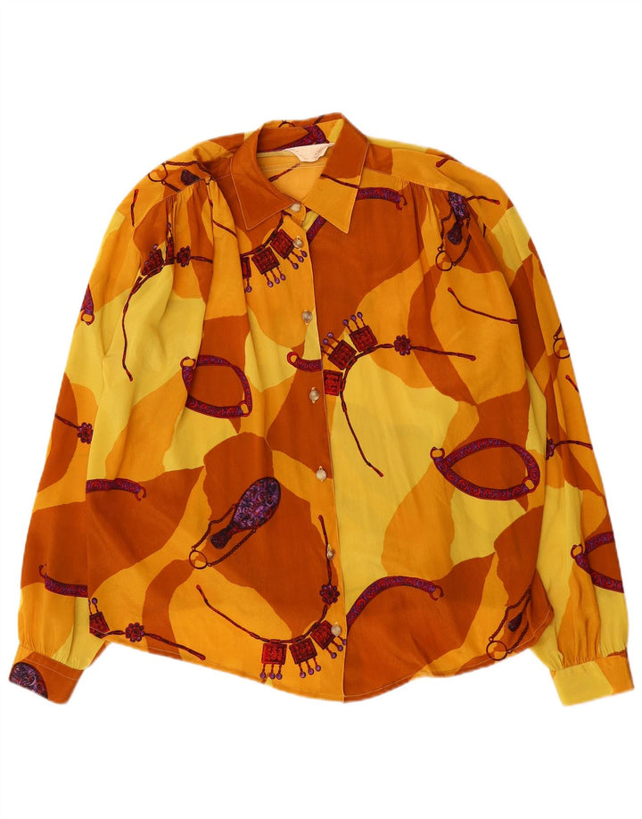 Bluză cămașă supradimensionată pentru femei VINTAGE IT 46, galben mare, color block