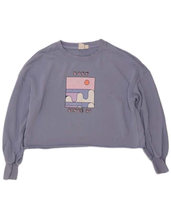 Pulover pentru damă ROXY, crop supradimensionat, cu grafică, UK 16, mare, albastru