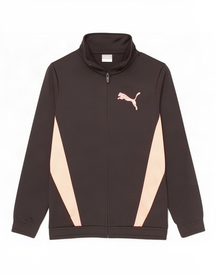 Jachetă de trening cu grafică Puma pentru băieți 9-10 ani, negru, color block
