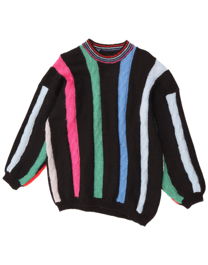 Pulover vintage pentru femei cu decolteu triplu UK 16 mare multicolor