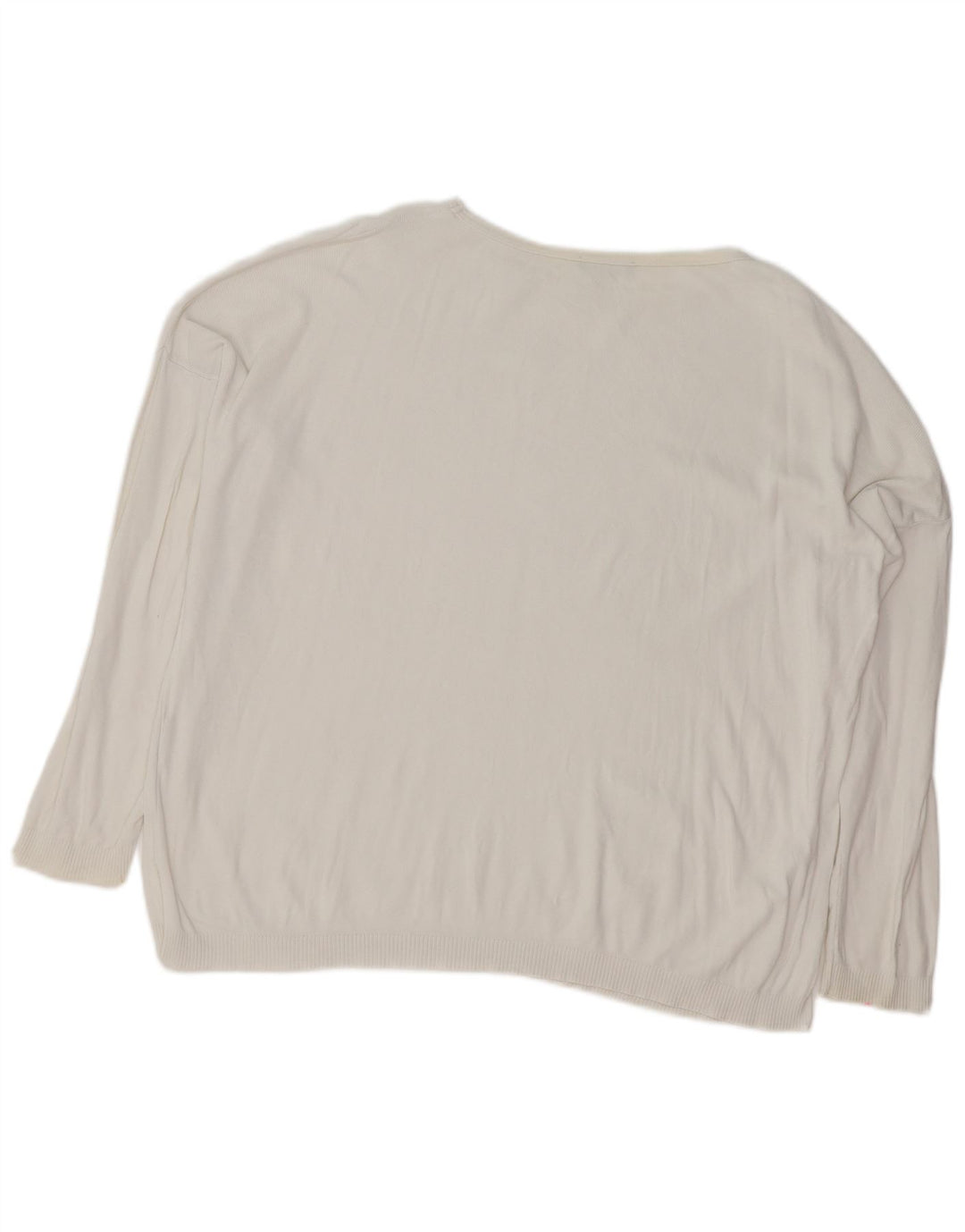 BENETTON Pulover supradimensionat cu gât de barcă pentru femei UK 14 Medium White