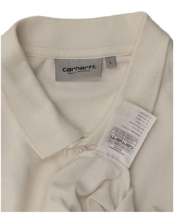 Cămașă polo pentru bărbați Carhartt, mare, alb, din bumbac