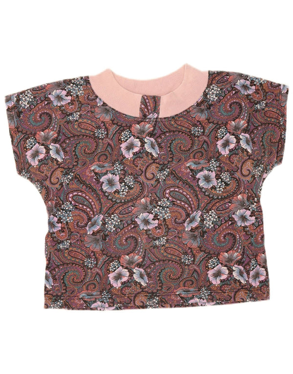 Tricou crop supradimensionat pentru femei Vintage UK 10 Small Multicolor Paisley
