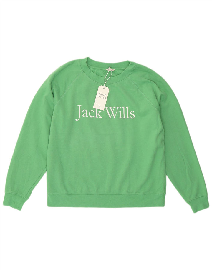 Jack Wills Pulover supradimensionat cu grafic pentru femei UK 10 Small Green