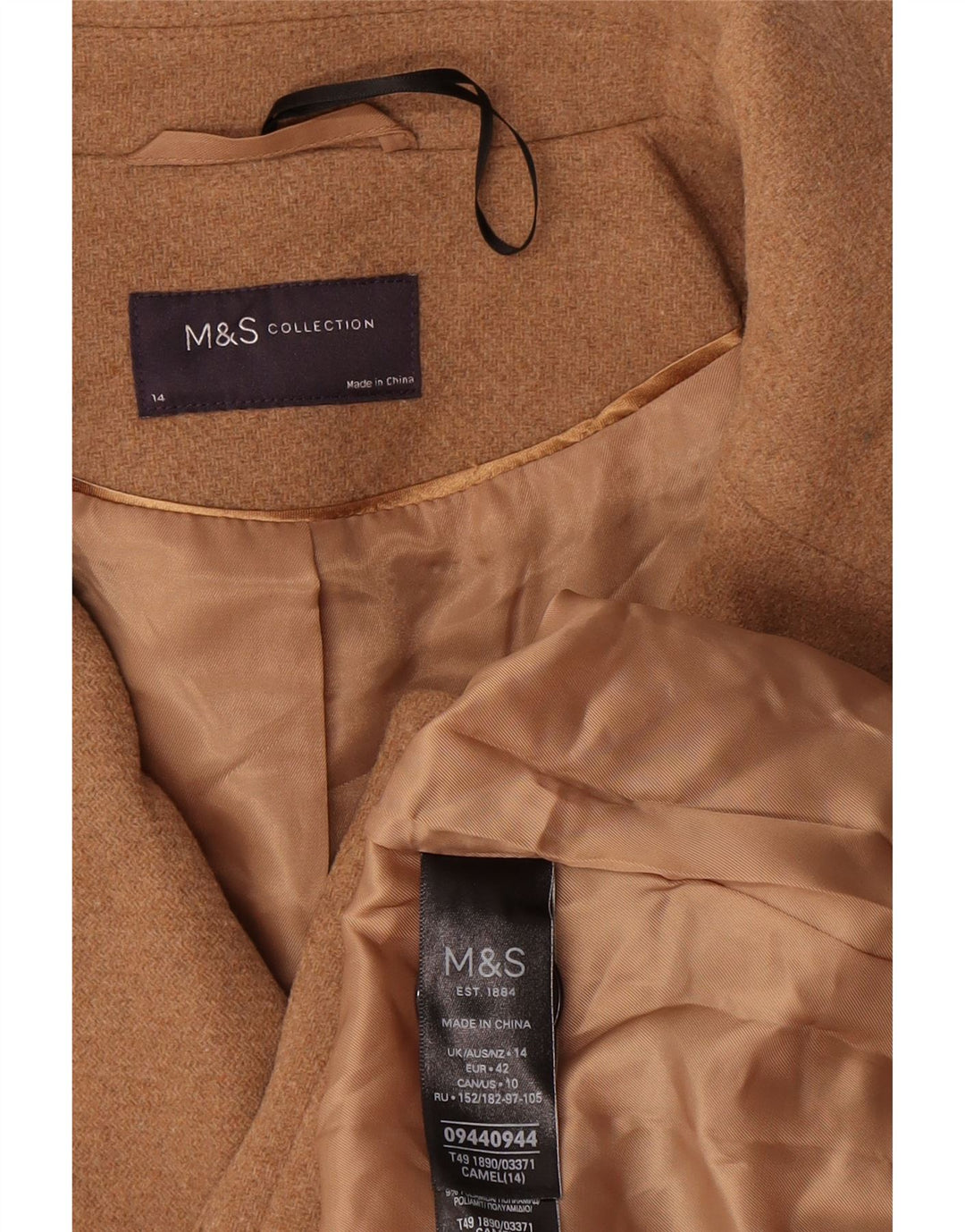 Palton supradimensionat pentru femei Marks & Spencer UK 14 Lână mare, bej