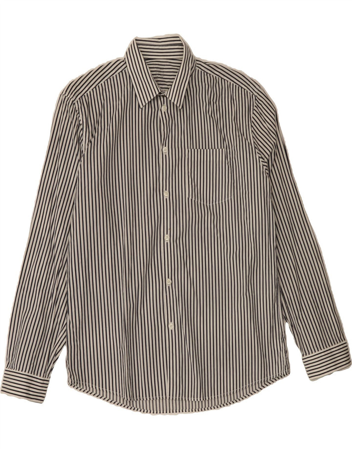 GAP Mens Shirt Medium White Striped Cotton Vintage Gap and Second-Hand Gap from Messina Hembry 