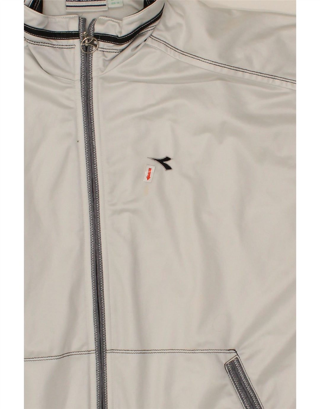 DIADORA Womens Windbreaker Jacket UK 16 Large Grey Colourblock Polyester Vintage Diadora and Second-Hand Diadora from Messina Hembry 