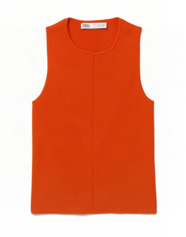 Top cu vestă pentru femei Zara UK 10 Small Orange Viscose