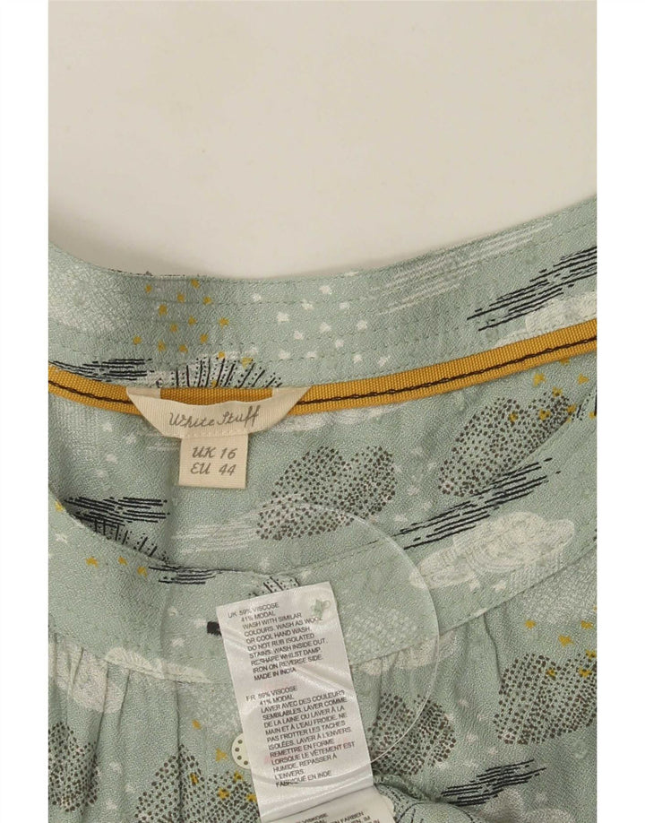 White Stuff Bluză cămașă cu model abstract pentru femei UK 16 mare verde